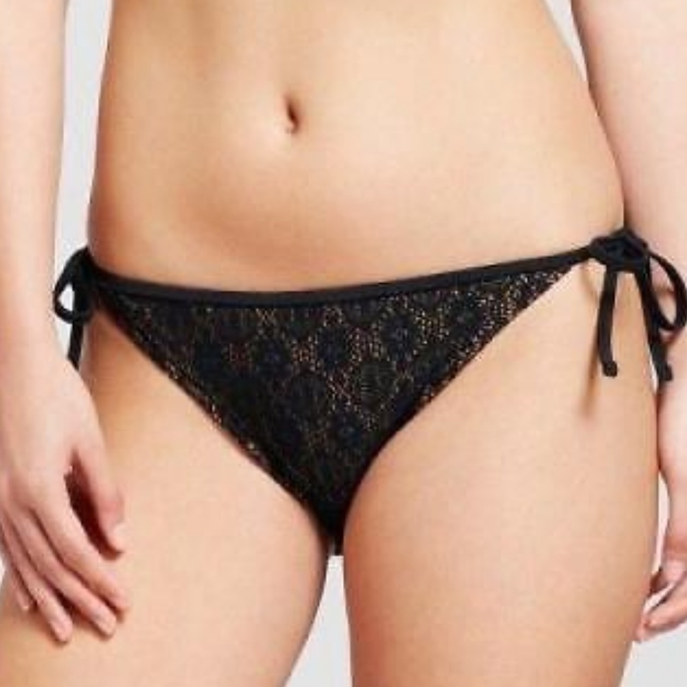 New Mossimo Jacquard Black Side Tie Bikini Bottom